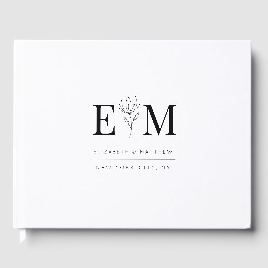 Wedding Elegant Chic Modern Monogram Foliage Gastenboek (Voorkant)