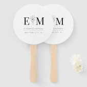 Wedding Elegant Chic Modern Monogram Foliage Handwaaier (Voorkant en achterkant)