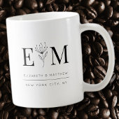 Wedding Elegant Chic Modern Monogram Foliage Koffiemok