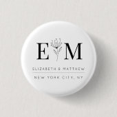 Wedding Elegant Chic Modern Monogram Foliage Ronde Button 3,2 Cm (Voorkant)