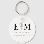 Wedding Elegant Chic Modern Monogram Foliage Sleutelhanger (Voorkant)