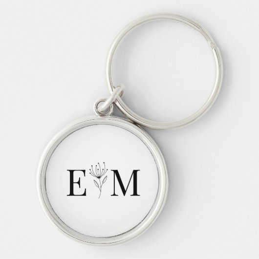 Wedding Elegant Chic Modern Monogram Foliage Sleutelhanger (Voorkant)