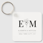 Wedding Elegant Chic Modern Monogram Foliage Sleutelhanger (Voorkant)