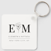 Wedding Elegant Chic Modern Monogram Foliage Sleutelhanger (Achterkant)