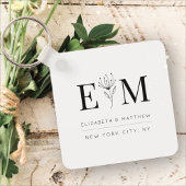 Wedding Elegant Chic Modern Monogram Foliage Sleutelhanger