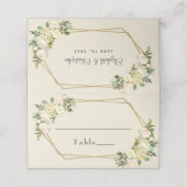 Wedding Elegant Chic Roos Floral Gold Lijst Plaatskaartje (Buitenkant ongevouwen)