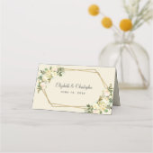 Wedding Elegant Chic Roos Floral Gold Lijst Plaatskaartje (Achterkant)