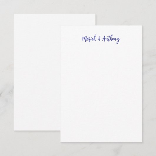 Wedding Elegant Creative Classical Blue White Notitiekaartje (Voorkant / Achterkant)