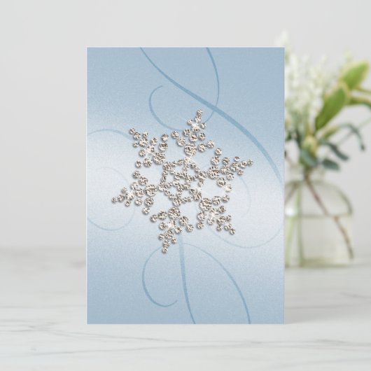 Wedding Elegant Crystal Snowflake Kaart (Staand voorkant)
