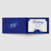 Wedding Elegant Floral Royal Blue Gold Gastenboek (Volledig)