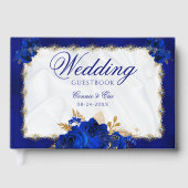 Wedding Elegant Floral Royal Blue Gold Gastenboek (Voorkant)