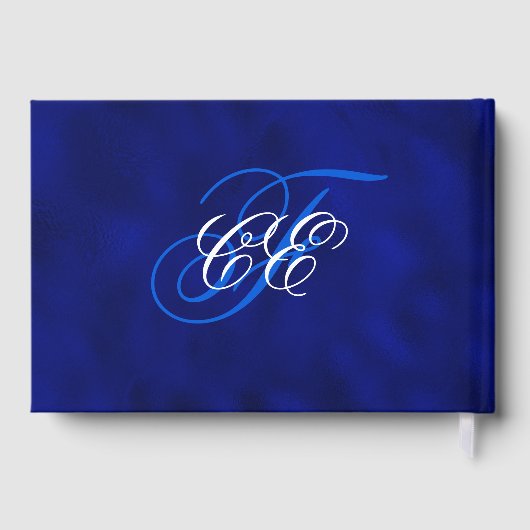 Wedding Elegant Floral Royal Blue Gold Gastenboek (Achterkant)