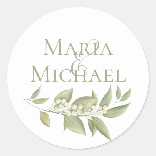 Wedding Elegant Foliage Sage Greenery Simple Favor Ronde Sticker (Voorkant)