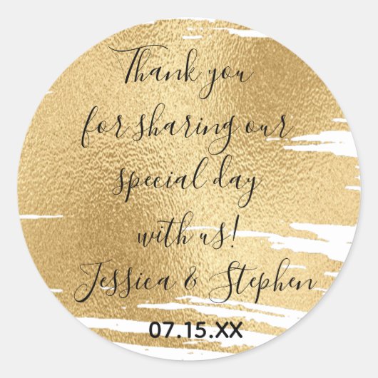 Wedding Elegant Gold en Black Ronde Sticker (Voorkant)