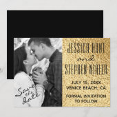 Wedding Elegant Gold en Black Save The Date (Voorkant / Achterkant)