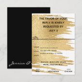 Wedding Elegant Gold en zwarte RSVP-kaart RSVP Kaartje (Voorkant / Achterkant)