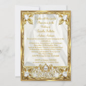 Wedding Elegant Gold Silk White Diamonds Gems Kaart (Achterkant)