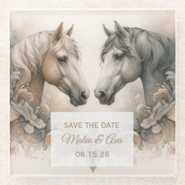 Wedding Elegant Horses Save the Date Onderzetter Glazen Onderzetter
