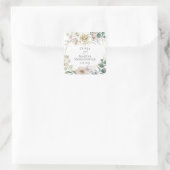 Wedding Elegant Ivory Blush Magnolias Peonies Vierkante Sticker (Tas)