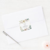 Wedding Elegant Ivory Blush Magnolias Peonies Vierkante Sticker (Envelop)