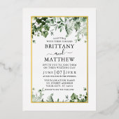 Wedding Elegant Ivy Sage Greenery Foto Gold Folie Uitnodiging (Voorkant)