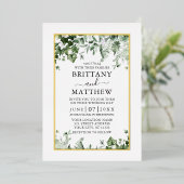Wedding Elegant Ivy Sage Greenery Foto Gold Folie Uitnodiging (Staand Voorkant)