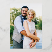 Wedding Elegant Ivy Sage Greenery Foto Gold Folie Uitnodiging (Achterkant)