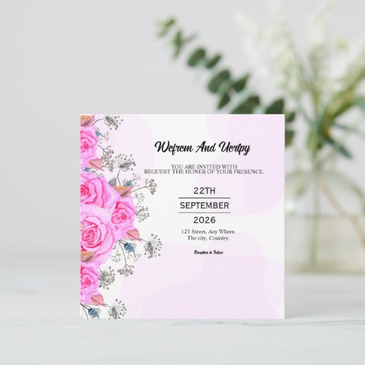 Wedding Elegant Kaart Uitnodiging Kaart Sjabloon (Staand voorkant)