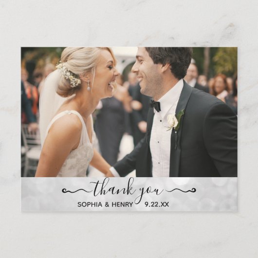 Wedding Elegant Modern Typografie Foto bedankt Briefkaart (Voorkant)
