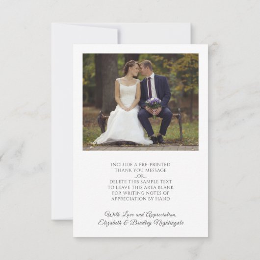 Wedding Elegant Monogram White Hearts Foto Bedankkaart (Achterkant)