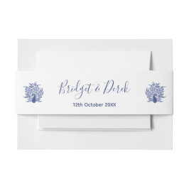 Wedding Elegant Peacock Blue en White Gepersonalis Uitnodigingen Wikkel