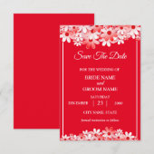 Wedding Elegant Red White Floral Save The Date (Voorkant / Achterkant)
