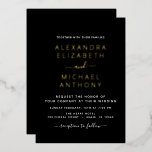 Wedding Elegant Romantic Black Gold Folie Uitnodiging<br><div class="desc">Black and Gold Foil elegant en modern Wedding Invitations - inclusief prachtige en elegante scripttypografie voor de speciale viering van de dag van de bruiloft.</div>