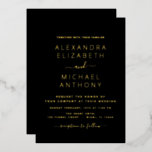 Wedding Elegant Romantic Black Gold Folie Uitnodiging<br><div class="desc">Black and Gold Foil elegant en modern Wedding Invitations - inclusief prachtige en elegante scripttypografie voor de speciale viering van de dag van de bruiloft.</div>