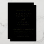 Wedding Elegant Romantic Black Gold Folie Uitnodiging<br><div class="desc">Black and Gold Foil elegant en modern Wedding Invitations - inclusief prachtige en elegante scripttypografie voor de speciale viering van de dag van de bruiloft.</div>