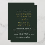 Wedding Elegant Romantic Emerald Green Gold Folie Uitnodiging<br><div class="desc">Emerald Green en Gold Foil elegant en modern Wedding Invitations - bevat prachtige en elegante scripttypografie voor de speciale viering van de dag van de bruiloft.</div>