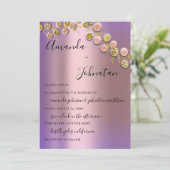 Wedding Elegant Roos Golden Wreath Bridal Paars Kaart (Staand voorkant)