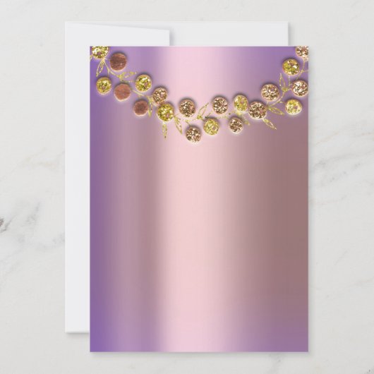 Wedding Elegant Roos Golden Wreath Bridal Paars Kaart (Achterkant)