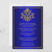 Wedding Elegant Royal Blue Gold Jewel 2 Kaart (Achterkant)