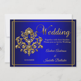Wedding Elegant Royal Blue Gold Jewel Kaart