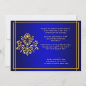 Wedding Elegant Royal Blue Gold Jewel Kaart (Achterkant)
