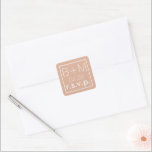 Wedding Elegant s.v.p. Vierkante Sticker<br><div class="desc">Dusty roos vierkant met paar initialen letters in een dunne en elegante letterstijl...  voor een bruiloft rsvp</div>