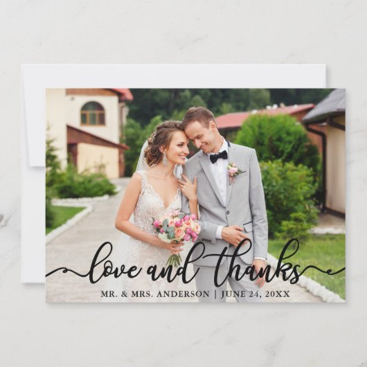 Wedding Elegant Script Love and Bedankt Photo (Voorkant)