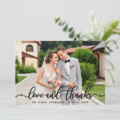 Wedding Elegant Script Love and Bedankt Photo (Staand voorkant)