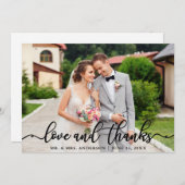 Wedding Elegant Script Love and Bedankt Photo (Voorkant / Achterkant)
