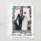 Wedding Elegant Script Love and Bedankt Photo (Voorkant)