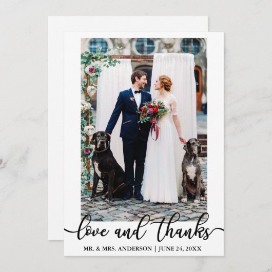 Wedding Elegant Script Love and Bedankt Photo (Voorkant / Achterkant)