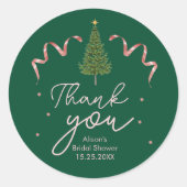 Wedding Elegant Watercolor Greenery Pine Tree Ronde Sticker (Voorkant)