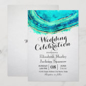 Wedding Elegant Waterverf Blauwgroen en Gold Agate Kaart (Voorkant / Achterkant)