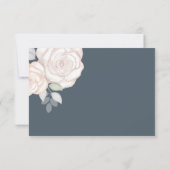 Wedding Elegant Waterverf Blush Rozen Floral Grey RSVP Kaartje (Achterkant)